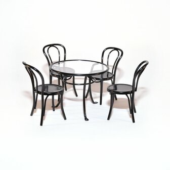Metalen set met 4 stoelen