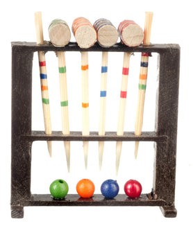 Houten cricket set; miniatures world; Poppenhuis 1:12; 1op12; miniaturen poppenhuizen; poppenhuizen; hobby en modelbouw; poppen