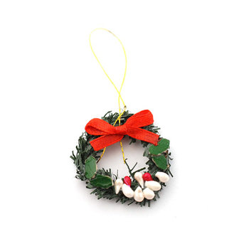 Kleine kerstkrans diameter 30 mm; streets ahead; Kerstaccessoires; kerst decoratie; kerst bestellen; poppenhuis miniaturen webw