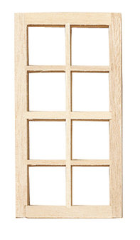 hobby en modelbouw; Houten raamkozijn met 8 ramen; deuren; ornamenten; ramen; schaal 1op24; schaal 1:24; poppenhuizen; poppenhu