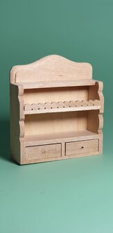 hobby en modelbouw; Keukenrekje van onbehandeld hout; poppenhuis; schaal 1 op 12; schaal 1:12; poppenhuismeubels; poppenhuismin