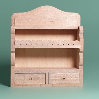 hobby en modelbouw; Keukenrekje van onbehandeld hout; poppenhuis; schaal 1 op 12; schaal 1:12; poppenhuismeubels; poppenhuismin