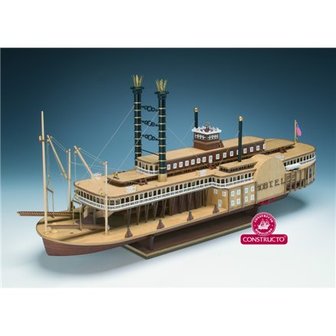 Mississippi Steamboat Robert E. Lee; houten modelbouw; CONSTRUCTO; modelbouw boot; schaal 1op150; schaal 1:150; radarboot; stea