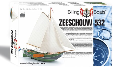 Zeeschouw 1:22;  modelbouw boot; BILLING BOATS;  Platbodemvisboot Nederlandse visserij-industrie Bootontwikkeling Rompstructuur