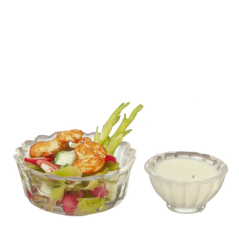 Schaaltje salade met klein schaaltje dressing