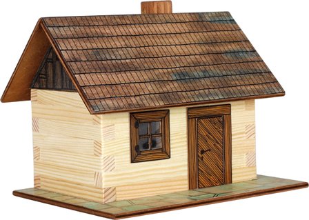 Hobby en modelbouw; Houten Blokhut; W01;  Walachia; houten speelgoed, houten modelbouw, schaal 1:32; 1:32; modelbouw;