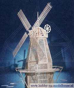 Matchitecture,bouwen met lucifers,modelbouw met lucifers,lucifer bouwpakket; Hollandse windmolen