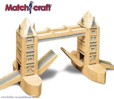 Matchmodeller,bouwen met lucifers,modelbouw met lucifers,lucifer bouwpakket;Tower Bridge; hobby en modelbouw