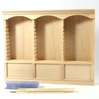 Luxe legplankenkast; Poppenhuis inrichting; inrichting poppenhuis; poppenhuis meubels 1:12; schaal 1 op 12: 1op12; meubels popp