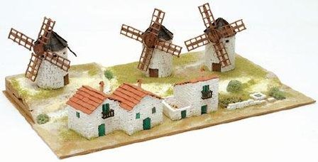 Diorama 3 van echte baksteentjes, schaal 1:87