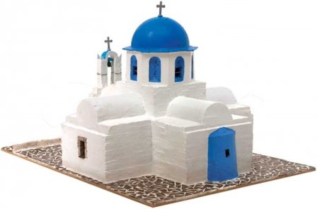Domus Kits; 40551; Ortodoxe kerk griega Agios Nikolaos (Paros);  schaal 1:50; 1op50; miniatuur kastelen; modelbouw kastelen;  m