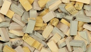 Gemengde beige steen 1:72. Afm.: 3,6 x 1,8 x 0,9 mm