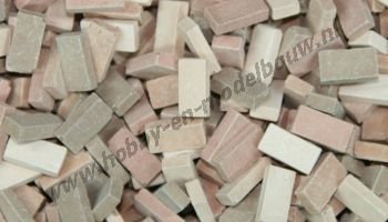 Gemengd terracotta steen 1:87. Afm.: 2,8 x 1,3 x 0,8 mm