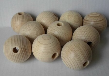 Houten bollen 60 mm, met boorgat 10 mm