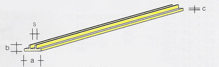 Messing T-profiel met gleuf, 50 cm lang