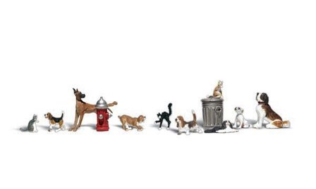 Honden&amp;katten; Woodland scenics; Modelspoor; Modelbouw; figuren h0; h0 figuren; modelbouw figuren kopen; miniatuur poppetje