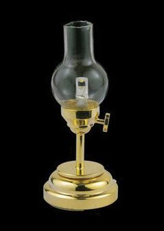 Olie tafellampje (LED); verlichting; schaal 1op12; 1:12;poppenhuis verlichting aanleggen; poppenhuis verlichting aanleggen; pop