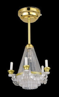 Kroonluchter met kaarssen (LED); verlichting; schaal 1op12; 1:12;poppenhuis verlichting aanleggen; poppenhuis verlichting aanle