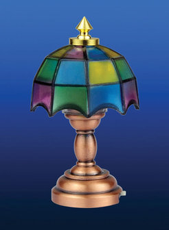 Tiffany tafellamp (LED); verlichting; schaal 1op12; 1:12;poppenhuis verlichting aanleggen; poppenhuis verlichting aanleggen; po
