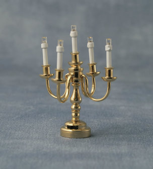 5-armige kandelaar (LED); verlichting; schaal 1op12; 1:12;poppenhuis verlichting aanleggen; poppenhuis verlichting aanleggen; p