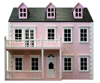 Glenside Grange poppenhuis; ongeschilderd; gebouwde poppenhuizen, bouwpakketten van poppenhuizen of kinder poppenhuis; doe-het-