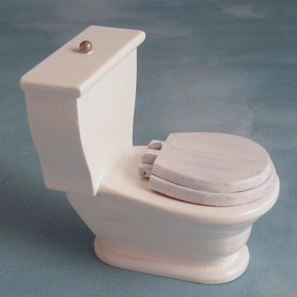 Wit modern toilet; poppenhuis; schaal 1 op 12; schaal 1:12