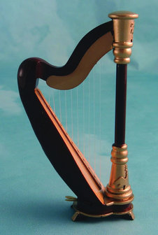 hobby en modelbouw; Orkest harp met zwarte koffer; harp; streets ahead; muziekkamer; Poppenhuis inrichting; inrichting poppenhu