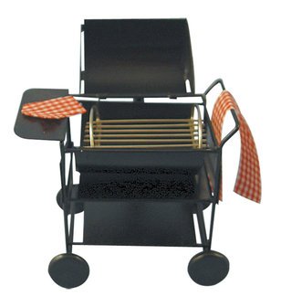 Zwart metalen moderne barbecue; BBQ