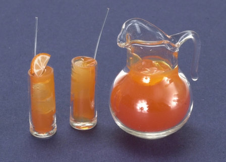 Glazen vruchtensapkan met 2 glazen