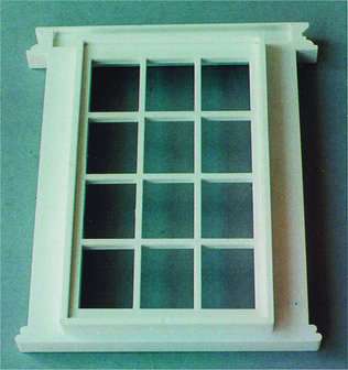 Kunststof raam met 12 ruiten, 127*76 mm; poppenhuis; poppenhuizen; hobby-en-modelbouw
