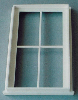 Kunststof Victoriaans groot raam met 4 ruiten, 126*76 mm; poppenhuis; poppenhuizen; hobby-en-modelbouw
