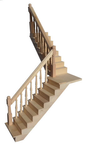 trap; rechte trap; hoek trap; trapleuning; Poppenhuis; schaal 1 op 12: 1op12; poppenhuis; bouwelementen poppenhuis; hobby en mo