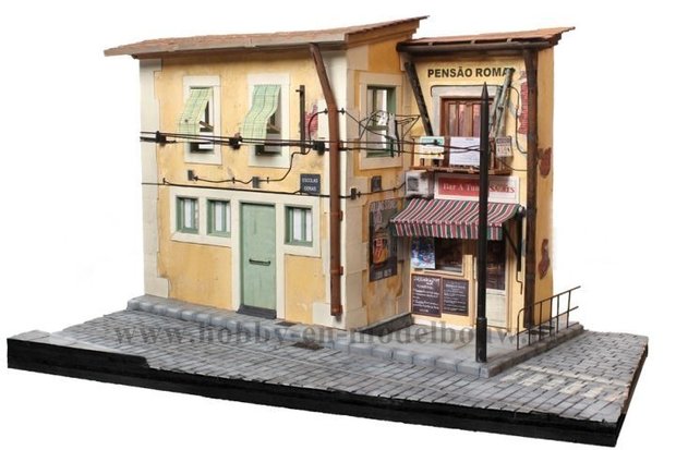 Diorama op schaal 1:22,5 voor de Lisboa tram; diorama; 53005; Tram Lisboa; spoor G; modelbouw tram OcCre; Occre modelbouw; mode