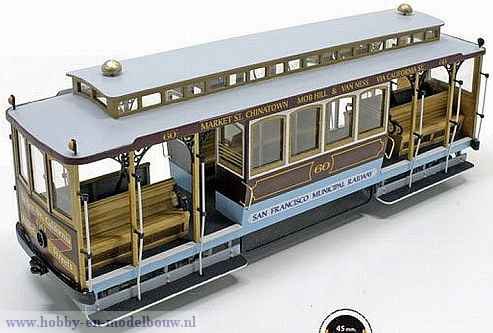 San Fransisco kabel tramwagen voor spoor G; 53007; San Francisco; spoor G; modelbouw tram OcCre; Occre modelbouw; modelbouw; ne