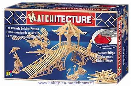 Matchitecture,bouwen met lucifers,modelbouw met lucifers,lucifer bouwpakket; Japanse brug; Matchitecture,bouwen met lucifers,mo