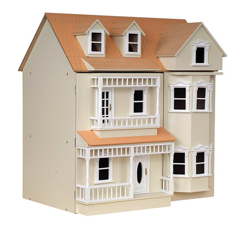 Exmouth poppenhuis; ongeschilderd; gebouwde poppenhuizen, bouwpakketten van poppenhuizen of kinder poppenhuis; doe-het-zelf; po