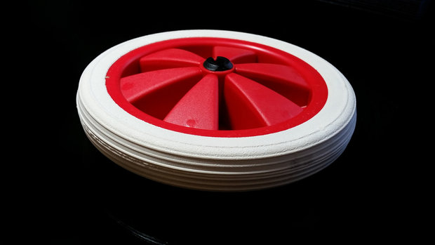 Rood/wit wiel 140 mm met profielband