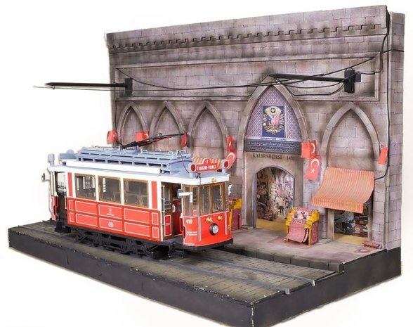 Diorama op schaal 1:22,5 voor de Istanbul tram; diorama; OC53010D; spoor G; modelbouw tram OcCre; Occre modelbouw; modelbouw; n