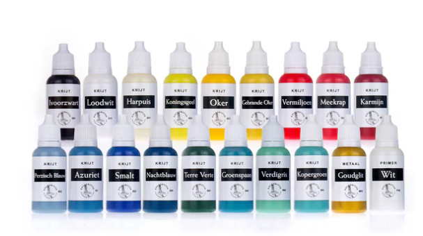 Kolderstok Verven -volledig set van 21 kleuren, witte primer en 6 penselen