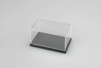 Kunststof vitrine met zwarte kunststof onderkant, Afm.: 90 x 51 x 38 mm