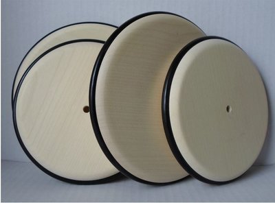 Gladde esdoorn massief houten wiel (140 mm) met rubberen rand