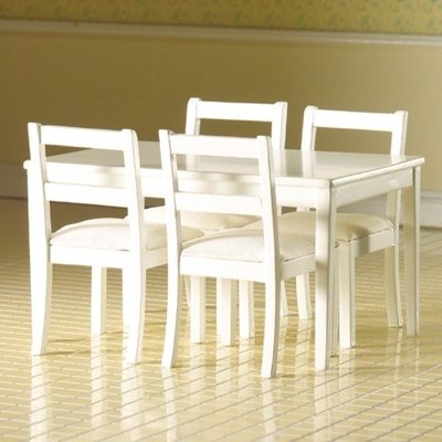 Witte rechthoekige keukentafel met 4 stoelen,