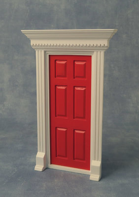 Rood/wit geverfde houten voordeur