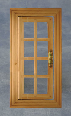 Blank houten deur met omlijsting en 8 ramen