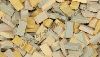 Gemengde beige steen 1:43/50. Afm.: 5,3 x 2,6 x 1,3 mm