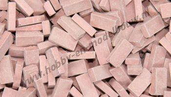 Middelrode steen 1:72. Afm.: 3,6 x 1,8 x 0,9 mm