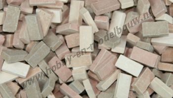 Gemengde terracotta steen 1:72. Afm.: 3,6 x 1,8 x 0,9 mm