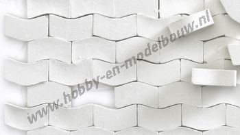 Trottoirtegels licht grijs 1:72. Afm.: 3,1 x 1,7 x 1,1 mm