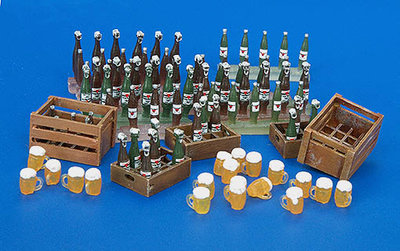 Set van bierkratten en bierflessen