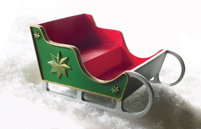 Feestelijke arreslee; afm 7.8cm x 10cm x 14cm